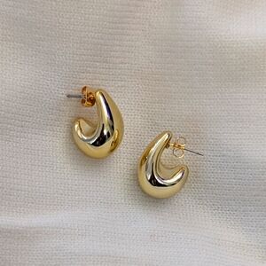 GOLD, SILVER chunky teardrop, lightweight titanium steel earrings